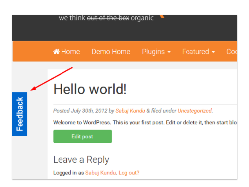 This image is a Screenshot of feedback button plugin
