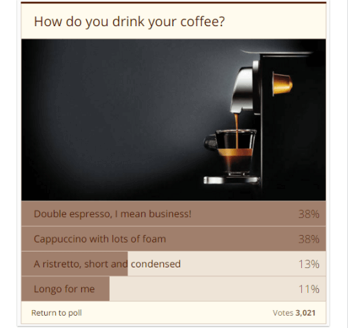 Screenshot of poll question generated through quiz and poll plugin