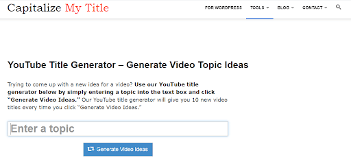 Capitalizemytitle topic generator interface