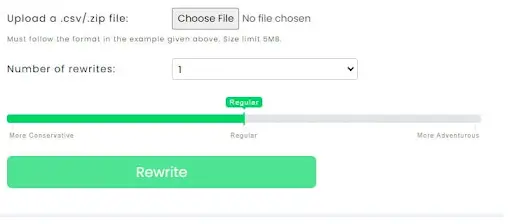 File upload and feature selection interface